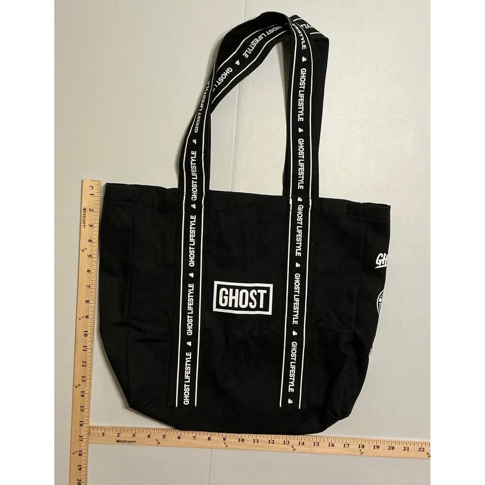 Ghost Lifestyle Canvas‎ Tote Bag Unisex Black White Protein Energy Supplement